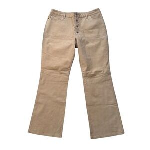 Vintage Route 66 Genuine Leather Suede Flare Leg Button Fly‎ Pants Women Size 16